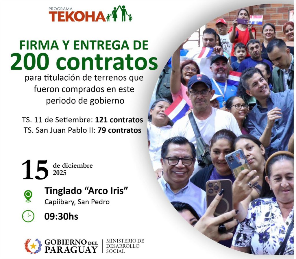 Ministro Rojas entregará 200 contratos de compra de tierra a familias de Capiibary